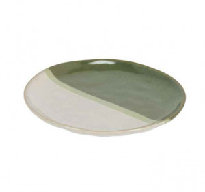 Farfurie alba/verde din ceramica pentru desert 20,7 cm Naara Kave Home