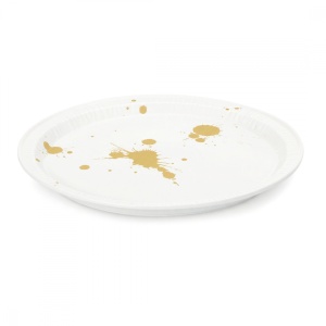 Farfurie intinsa alba/aurie din ceramica 28 cm Estetico Quotidiano Anniversary Seletti