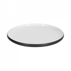 Farfurie pentru desert alba/neagra din ceramica 20 cm Sadashi Kave Home