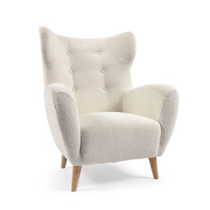Fotoliu alb din textil Patio Fleece Kave Home