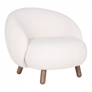 Fotoliu alb/maro nuc din textil Savona House Nordic