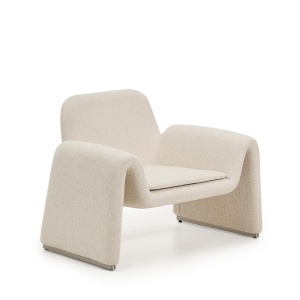 Fotoliu bej din textil Melvia Chenille Kave Home
