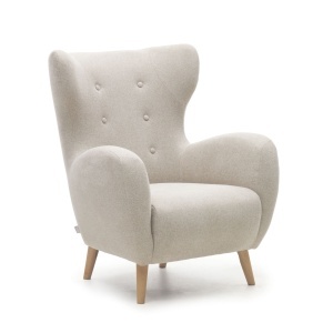 Fotoliu bej din textil Patio Kave Home