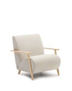 Fotoliu crem/maro deschis din textil Meghan Chenille Kave Home