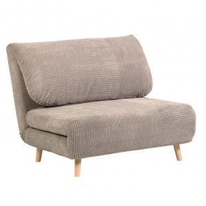 Fotoliu extensibil gri deschis din textil si lemn de pin Khina Kave Home