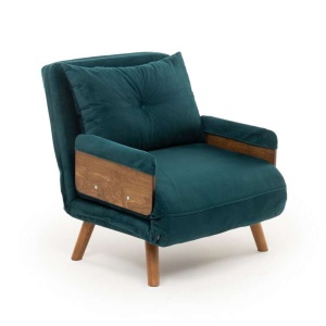 Fotoliu extensibil verde petrol din textil Cosmo Single The Home Collection