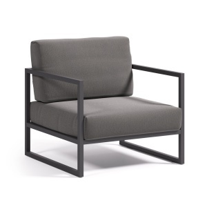 Fotoliu exterior gri inchis din textil Comova Kave Home