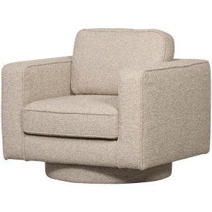 Fotoliu rotativ crem din textil Lazy Boucle Woood