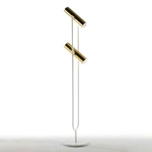 Lampadar auriu/alb din metal cu 2 becuri 120 cm Double Thai Natura
