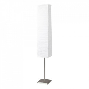 Lampadar gri nichel/alb din metal si hartie de orez cu 2 becuri 145 cm Nerva Brilliant