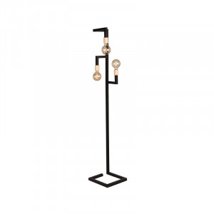 Lampadar negru din metal si lemn cu 3 becuri 165 cm Loco LABEL51