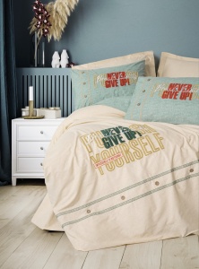 Lenjerie pat bej din bumbac Forward Double The Home Collection