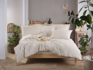 Lenjerie pat crem din bumbac Muslin Double The Home Collection