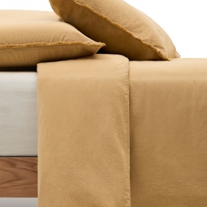Lenjerie pat galben mustar din bumbac 45x110 / 150x220 cm Sifinia Kave Home