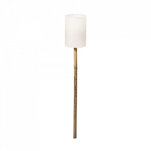 Lumanare cu suport alba/maro din metal si bambus 58 cm Kono Broste Copenhagen