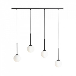 Lustra alba/neagra din sticla cu 4 becuri Bosso Quiet Object