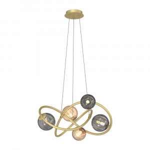 Lustra aurie/gri din metal cu 5 becuri Arlon Zuma Line
