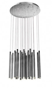 Lustra dimabila argintie din metal si plastic cu 37 LED-uri Organic Chrome Pendant Maxlight