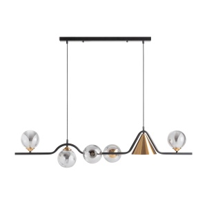 Lustra neagra/aurie din metal cu 6 becuri Fasha Vical Home