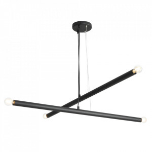 Lustra neagra din metal cu 4 becuri Tubo Quiet Object