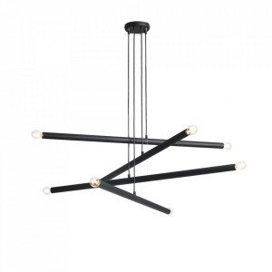 Lustra neagra din metal cu 8 becuri Tubo Quiet Object