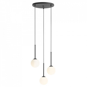 Lustra neagra din sticla cu 3 becuri Bosso Ring Quiet Object
