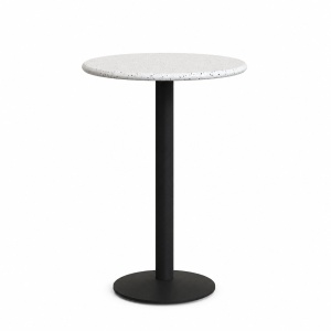 Masa bar exterior alba/neagra din metal 70 cm Saura Kave Home