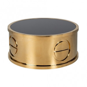Masa de cafea aurie din sticla si inox 100 cm Honey Richmond Interiors