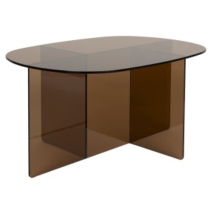 Masa de cafea maro din sticla 60x80 cm Linea Zuiver