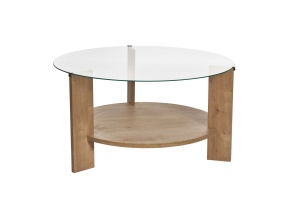 Masa de cafea maro din sticla 75 cm Clara Sapphire Oak Transparent Nordure