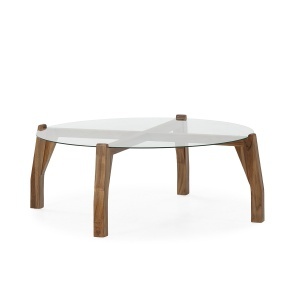 Masa de cafea maro/transparenta din lemn 113 cm Arden Thai Natura