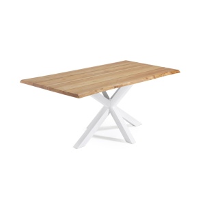 Masa dining alba/maro din metal 90x160 cm Argo Kave Home