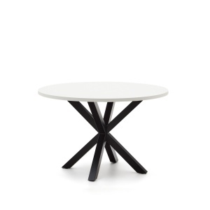 Masa dining alba/neagra din metal 120 cm Argo Kave Home