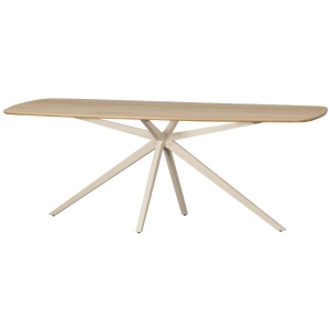 Masa dining crem/maro din lemn 99x219 cm Tablo Transparant Woood