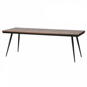 Masa dining din lem de tec si fier 90x220 cm Rhombic Be Pure Home