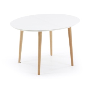 Masa dining extensibila alba din lemn 90x120(200) cm Oqui Kave Home