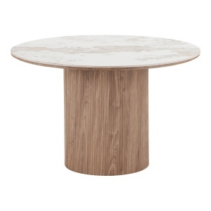 Masa dining extensibila din ceramica alba/maro 120(160)(200)cm Athens House Nordic