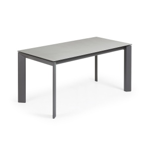 Masa dining extensibila gri din metal 90x(160)220 cm Axis Hydra Lead Kave Home