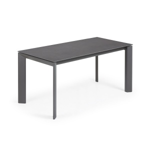 Masa dining extensibila gri grafit din metal 90x160(220) cm Axis Vulcano Roca Kave Home