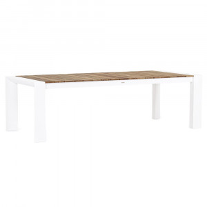 Masa dining exterior extensibila alba/maro din lemn 110x253(384) cm Cameron Bizzotto
