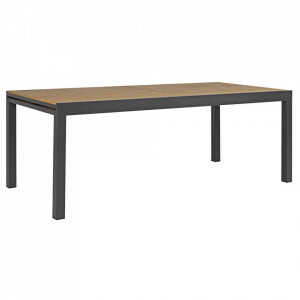 Masa dining exterior extensibila gri carbune/maro din metal 95x200(300) cm Elias Bizzotto