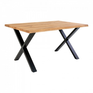 Masa dining maro/neagra din lemn 95x140 cm Toulon Wavy House Nordic