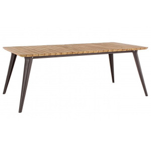 Masa dining maro/neagra din lemn si aluminiu pentru exterior 100x200 cm Catalina Bizzotto
