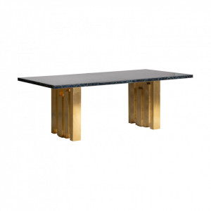 Masa dining multicolora din sticla si fier 110x220 cm Neva Bitt Vical Home