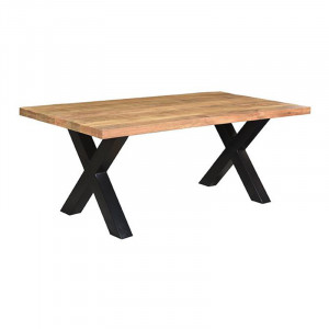 Masa dining neagra/maro din lemn si metal 100x200 cm Zino LABEL51