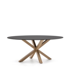 Masa dining neagra/maro din metal 100x200 cm Argo Oval Kave Home