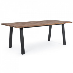 Masa dining pentru exterior maro/neagra din lemn si aluminiu 100x200 cm Oslo Bizzotto
