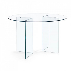Masa dining transparenta din sticla 130 cm Iride Bizzotto