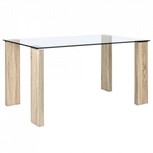 Masa dining transparenta/maro din sticla 80x140 cm New Arley Bizzotto