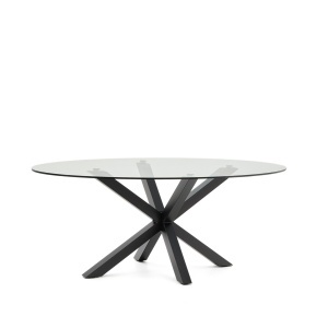 Masa dining transparenta/neagra din metal 100x200 cm Argo Oval Kave Home